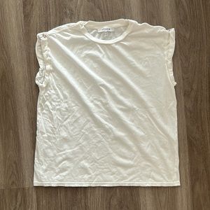 FRAME Roll-Sleeve Muscle Tee - Off White - Size S